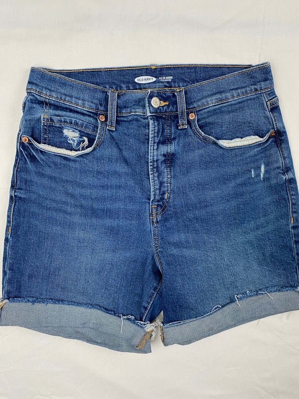Old Navy Women's Dark Blue Rolled Hem Denim Shorts